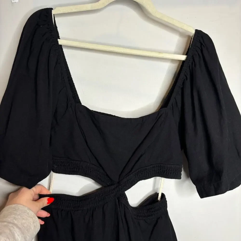 Free People Cross of Sunlight Mini Dress Black
